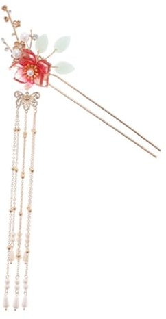 Mikikit Forcina Chioma in Lega Fiore Cinese con Goccia Rosso per Acconciature Vintage da Notte e Cosplay