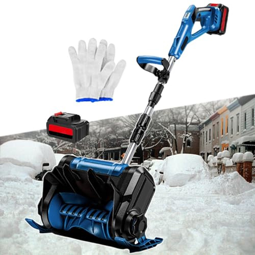Pala da neve ricaricabile senza fili, soffiatore elettrico pieghevole con regolazione in 3 direzioni, palo in lega di alluminio per una rimozione efficiente della neve su vialetti e strade