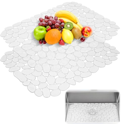 2 Pcs 40x30cm Cuttable Sink Protector & Draining Board Soft PVC Non-Slip, Sink Protector Mat, Cuttable DIY Draining Mats, Fast Drain Scratch Proof for Ceramic