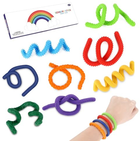 Set di 8 bastoncini antistress sensoriali, giocattoli antistress in silicone, adatti per ADHD, giocattoli antistress per l'autismo, giochi per bambini con adhd