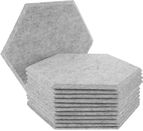 VICASKY 12pcs Felt Acoustical Wall Panels Soundproofing Board Silver Grey Noise Reduction Insulation for Home Office Studio Ktv