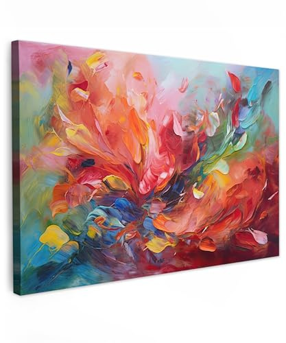 MuchoWow© Leinwand Bilder XXL Groß Deko Schlafzimmer Aesthetic Große | 140x90 cm - Leinwandbilder Wohnzimmer Gemälde Foto Geschenk Living Room Decoration Ölfarbe - Kunst - Abstrakt - Bunt