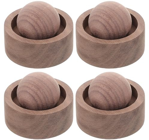 HAMPPLIES 4-Teilig Holzduftdiffusor Aus Naturholz Runder Duftdiffusor Mit Walnussholzmaserung Tragbarer Diffusor Für Auto Schreibtisch Büro Zuhause Reise Und Sauna