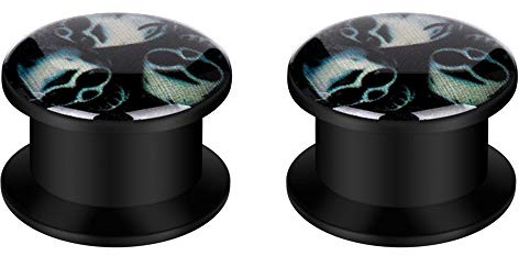 Feilok Unisex Herren Damen Acryl Flesh Tunnel Plug Ohr Expander Piercing Totenkopf Ohrstecker