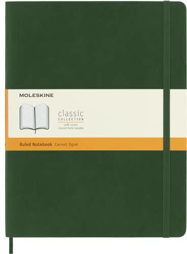 Moleskine Klassisches Notizbuch, Punktierter Notizblock mit weichem Einband und elastischem Verschluss, XL-Format 19 x 25 cm, Farbe Myrtegrün, 192 Seiten