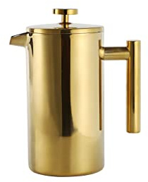 Echtwerk French Press aus Edelstahl, Doppelwandig isolierte Thermo Kaffeepresse, Kaffeebereiter mit Pressfilter für zu Hause Camping und Büro, 800 ml, Gold-Edition