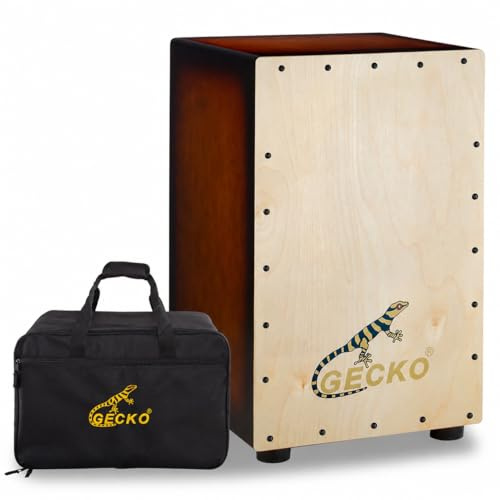 GECKO Cajon Box Schlagzeug-Holz-Percussion-Box, mit internen verstellbaren Gitarrensaiten