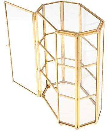 MagiDeal Boîte à Bijoux en Verre Or Octogone Présentoir Organisateur Souvenir Boîte Cas pour Bibelot