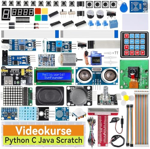 SunFounder Raspberry Pi Ultimate Starter Kit per Raspberry Pi 4B 3B+ 400, Java Python C Scratch Node.js, Tutorial dettagliati in linea, 161 progetti, 337 articoli (Modulo fotocamera, Altoparlante)