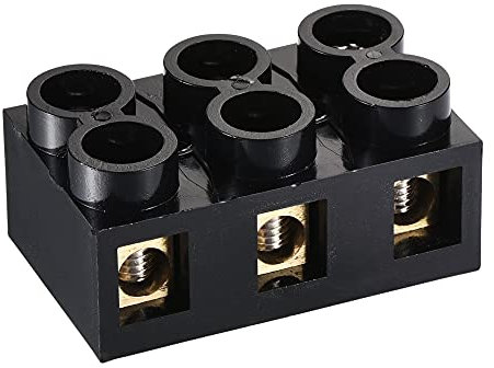 sourcing map Terminal Block 500V 60A Dual Row 3 Positions Screw Electric Barrier Strip 2 Pcs