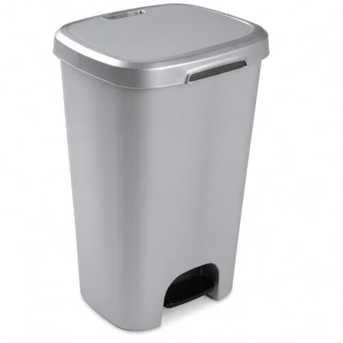 CABLEPELADO -Cubo de Basura con Apertura de Pedal 50 litros, para vivienda - Cubo Ligero y Resistente, Apto para reciclaje y almacenaje - PP - plástico, color gris