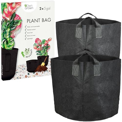 OwnGrown Pflanzsack 20l Set : 2x20l Pflanzen Tasche für Balkon und Kübelpflanzen – Kartoffel Pflanzsack – Pflanztasche Balkon – Pflanzkübel 20l – Pflanzgefäße für Draussen