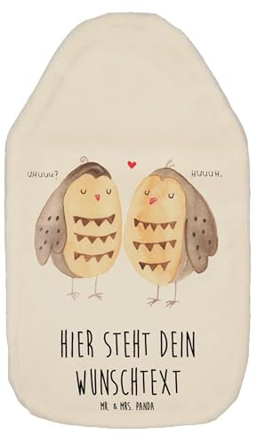 Mr. & Mrs. Panda Personalisierte Wärmflasche Eulen Liebe - Weiß