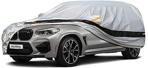 Funda Coche, Holthly de 10 Capas,Transpirable, La Funda Coche Exterior Proporciona Protección contra El Viento, El Agua y Los Rayos UV. Adecuada para Audi Q5, BMW X3 y Otros Modelos de Vehículos.