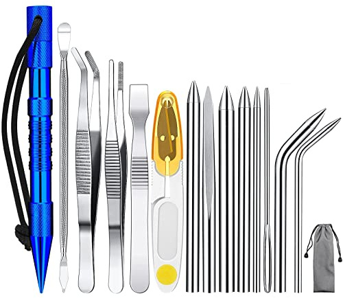 14 Stück Paracord Nadeln Paracord Werkzeuge und Zubehör Edelstahl FID Leder Handwerk Schnürnadeln Marlin Spike Kit Paracord Glättungsknoten Werkzeuge für Lederweberei