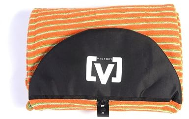 VICTORY Klassisk retro frotté longboard/mini mal strumpskydd – lätt stretch surfbrädväska, skyddande polynäsa – mjuk andningsbar frottéhandduk stretch ärm/fodral (orange/grön, 9,0)