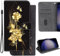 Ammeer Hülle für LG K61, Flip Folio PU Leder Schutzhülle Handy Tasche Wallet Case Cover Ständer mit Magnetverschluss - Gold Rose