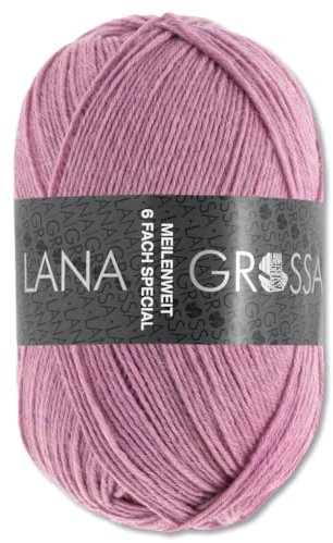 Frida's Wollhaus Lana Grossa 150 g Meilenweit 6-fach 150 Sockenwolle Stricken Garn 19 Farben (9223 | Altrosa)
