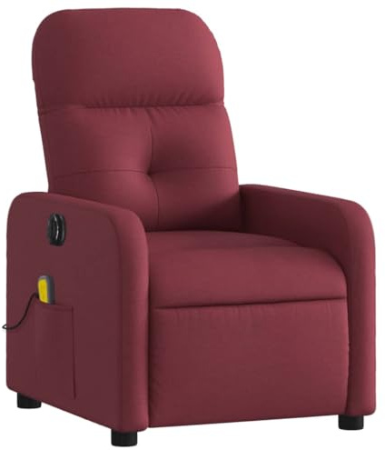 vidaXL Elektrisk massagefåtölj vinröd tyg, fåtölj, fåtölj med uppresningshjälp, reclinerstol, fåtöljer, fåtöljer med uppresningshjälp, reclinerstolar