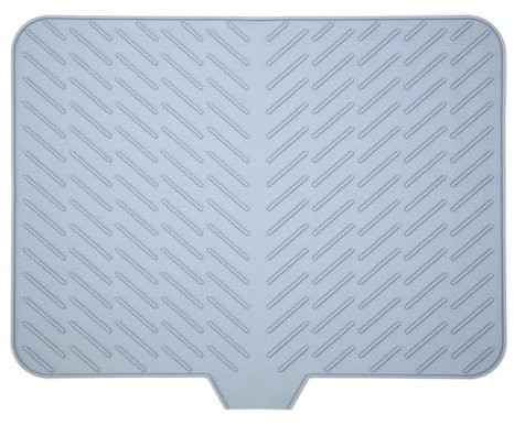 Tobbo Silikon-Abtropfmatte mit Ablaufschräge, leicht zu reinigende Abtropfmatte, Abtropfflächen, 58,4 x 43,2 cm, Grau