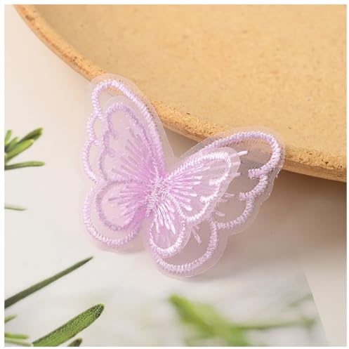 10 Stück Schmetterling Applikationen Spitze Aufnäher DIY Deko Patches | Tüll Spitze, 4x5 cm, zum Aufnähen, Kleidung Taschen Haaraccessoires Basteln, DIY Dekoration