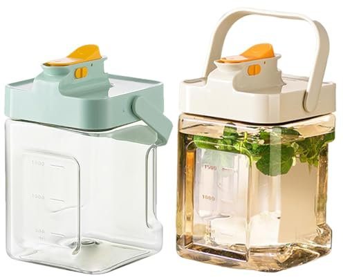 Kühlschrank Wasserspender Kinder, 2 Stück Wasserflasche Wasserkrug Mit Deckel, Getränkespender Mit Zapfhahn, Limonadenspender Water Dispenser Für Getränke, Limonade, Soda, Saft, Eistee, Milch, Kaffee