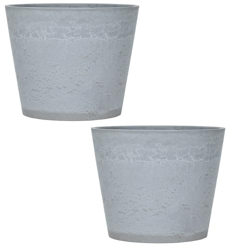 Garden Gear Caesar Marble Effect Planter Outdoor Large 50cm Diameter plastic Flower Pots Patio Pre-Drilled Drainage Holes (2)