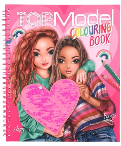 Depesche TOPModel 12977 Livre de coloriage avec design à paillettes, 40 motifs de modèles, pour créer de manière créative, avec feuille d'autocollants
