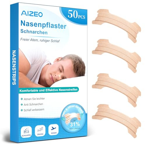 Nasenpflaster Schnarchen, 50 Stück Extra Starke Nasenpflaster Besser Atmen für Sport & Bessere Schlafqualität, Gegen Schnarchen, Nose Strips Anti Schnarch Nasenstrips für Sport und Schlaf
