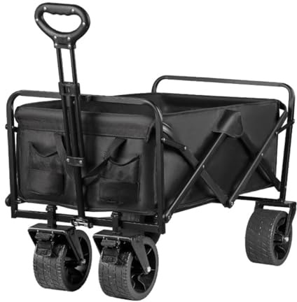 10L Bollerwagen Faltbar Strand, Outdoor Strandwagen Klein Mit Verstellbarem Griff Gartenwagen Transportwagen Handwagen Klein Transportkarre Camping Für Strand, Garten(/Black,A)