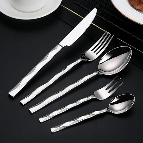Ménagère 50 pièces en acier inoxydable 304 avec couteau, fourchette, cuillère, couteau à steak et cuillère à dessert