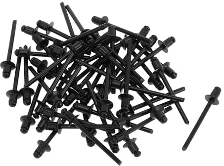 TUCKBOLD Offene Enden Großkopf Blindnieten Schwarz 50 Stück | Aluminiumlegierung, Eisen, Griffdurchmesser 4,8 mm, Grifflänge 6 mm, Flanschdurchmesser 9,5 mm, Für Möbel