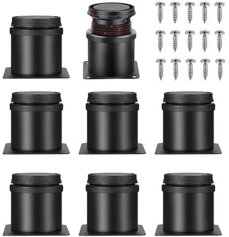 Möbelfüße Verstellbar, 8 Stück Höhenverstellbare Füße für Möbel, Schrank Verstellbare Beine Schwarz, Runde Möbelfüsse, Edelstahl Sockelfüße Tischfuß, für Schrankfüsse, Sofa Füße, Küchenschrank Füße