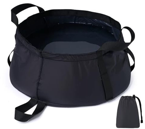 8.5L Faltbarer Wassereimer Für Camping Und Outdoor Tragbare Zusammenklappbare Waschschüssel Mit Praktischem Stauraum Ideal Für Reisen Angeln Und Gartenarbeit (30x 14 cm,Black)