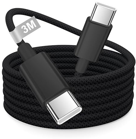 Cavo iPhone 15 16 3M, Cavo USB Type-C 3 Metri Cavo USB C USB C, 60W Cavo Type C to Type C Cavetto Nylon Cavi Tipo C Ricarica Rapida per iPhone 15 16 17 Pro Max/15 16 Plus,iPad Pro/Air,Samsung Galaxy