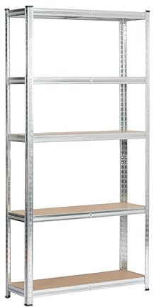 KG KITGARDEN Estantería Metálica Almacenaje de Acero Galvanizado con 5 Baldas de MDF, 180x75x35cm