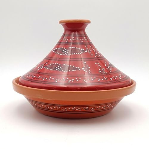 Tajine zum Kochen, tätowiert, Rot, Durchmesser 27 cm