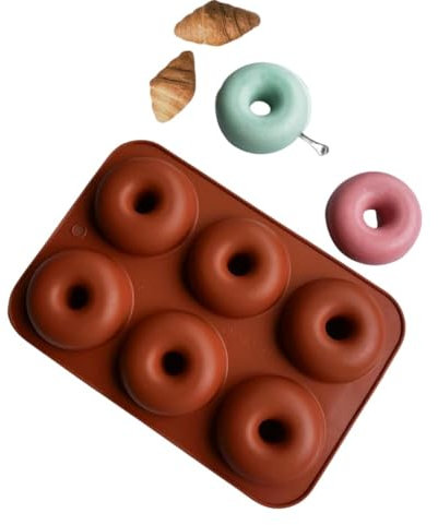 Molde de silicona para rosquillas de 6 agujeros, antiadherente, resistente al calor, herramienta para hornear donas