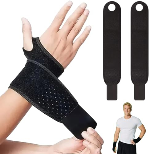 2 Pack Wrist Compression Strap and Wrist Brace Sport Wrist Support for Fitness, Weightlifting, Tendonitis, Carpal Tunnel Arthritis, Pain Relief-Wear Anywhere-Adjustable