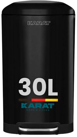 KARAT Mülleimer 30 Liter Schwarz - Abfalleimer aus Edelstahl - Mülltrennsystem für Küche - (Cubo)