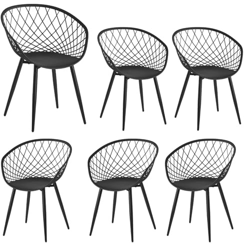 GOKHOMX Gartenstühle 6er Set, Terrassenstühle Balkonstühle mit Armlehnen und Rückenlehne Gartenstühle Kunststoff Gartensessel Outdoor Plastikstuhl Set für Garten Balkon Terrasse Bistro, Schwarz