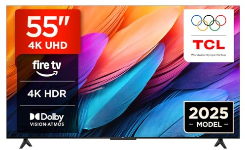 TCL 55PF650A Téléviseur 55”, 4K Ultra HD, Fire TV (Smart TV avec Dolby Vision & Atmos, Appuyez et Demandez à Alexa)