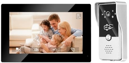 WAFOHSR 7 Zoll Farb-Video-Gegensprechanlage Mit Kabel, Visuelle Türsprechanlage, Kamera, Video-Türklingel, Türsprechanlage-Kits for Zuhause, IP-Villa, Wohnung Zwei Wege Audio(M72T-1V1)