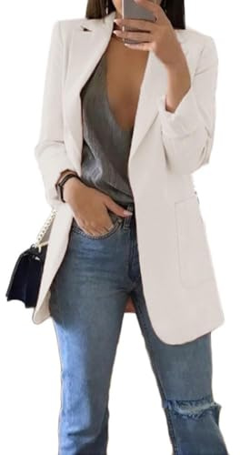 Generisch Blazer - Chaqueta larga para mujer, elegante, para negocios, chaqueta larga, chaqueta fina, cárdigan para mujer, traje estampado, blazer largo para mujer