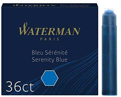 Waterman Füller-Tintenpatronen | International Standardgröße | Serenity Blue | 36 Stück