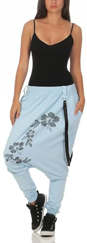 malito Pantaloni Boyfriend giarrettiere Twist Aladin Sbuffo Baggy 91085 Donna Taglia Unica (blu chiaro)
