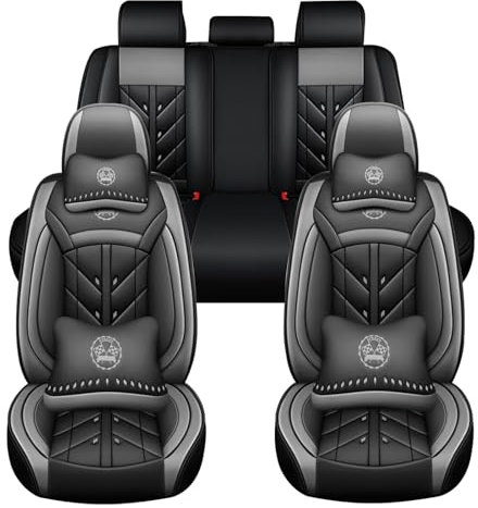 5 Seats Leather Seat Covers for Renault Trafic 1.6 dCi, Waterproof Non-Slip Breathable Seat Protector, Luxury Car Seat Covers Front and Rear Full Set,Grey-Deluxe Edition
