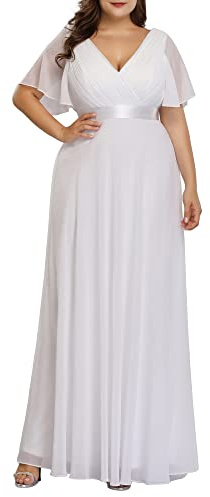 Ever-Pretty Vestiti da Cerimonia da Donna Alta Elasticità Scollo a V Linea ad A con Spacco Stile Impero 09890