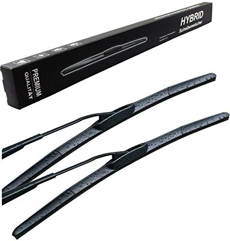 650mm 350mm HYBRID 2x Front Scheibenwischer Premium Qualität Wischerblätter Set Scheibenwischerblätter Satz STARKE ANPRESSKRAFT für Frontscheibe mit Hakenbefestigung.