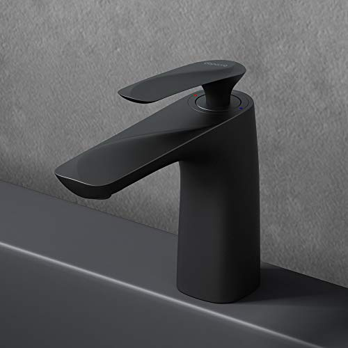 Mai & Mai Armatur Wasserhahn Bad Schwarz matt Einhebelmischer 16.5 cm | Badarmatur Waschbeckenarmatur aus Messing, Einhebelbedienung DIN-Anschlüsse, WAM-7201